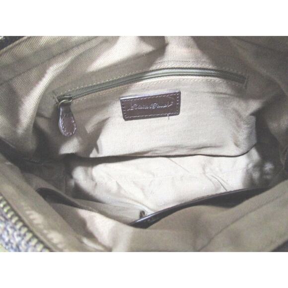 Eddie Bauer Medium Size Brown Plaid Tweed & Leather Shoulder Handbag - Picture 10 of 10